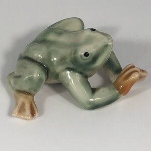 Vintage Ceramic Glazed Frog Figurine Collectible Hand Painted Porcelain
